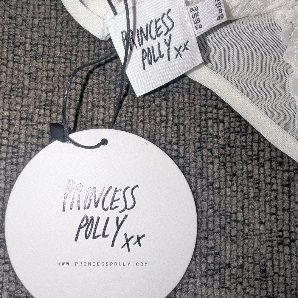 Princess Polly Strapless White Floral Lace Bodysuit/Lingerie - Picture 3 of 4